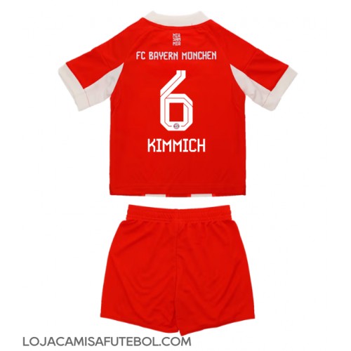 Camisa de Futebol Bayern Munich Joshua Kimmich #6 Equipamento Principal Infantil 2025-26 Manga Curta (+ Calças curtas)